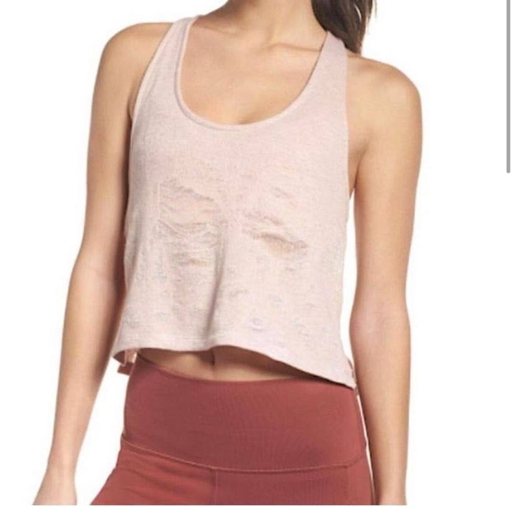 alo yoga cropped dressed tank in pale pink - size small